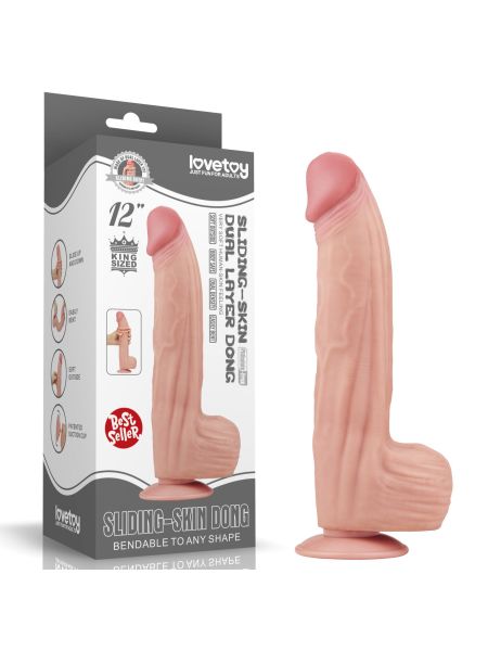 12'' King Sized Sliding Skin Dual Layer Dong