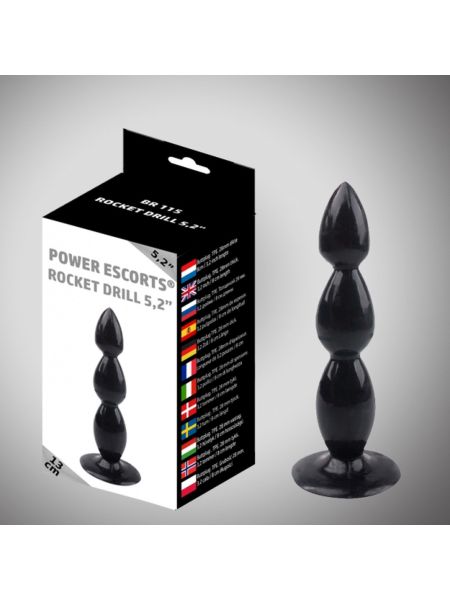 Rocket drill 5,2 inch black big anal plug 5,2 inch / 13 cm