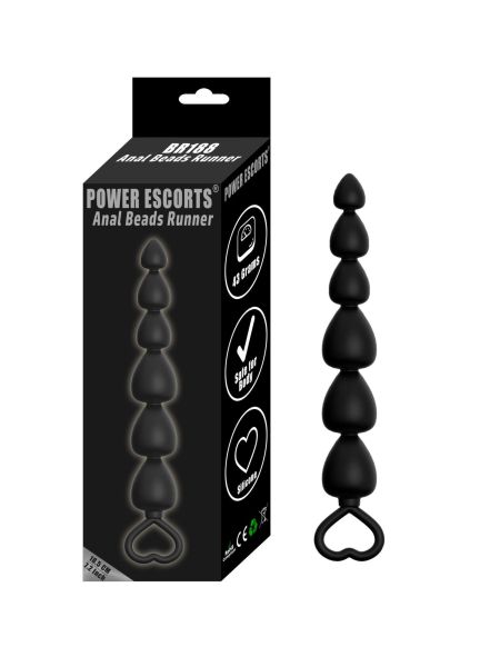 Plug-Power Escorts - Anal Beads Runner - Silicone-Black