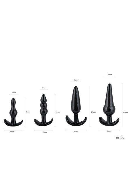 Plug-Quatro Anal Plugs Starter Set- 4-Pack Black - 10
