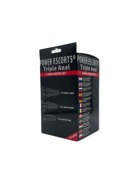 Plug-Triple Anal Plugs Starter Set- 3-Pack Anal Plugs Black - 3