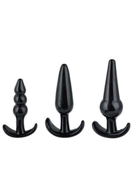 Plug-Triple Anal Plugs Starter Set- 3-Pack Anal Plugs Black - 4