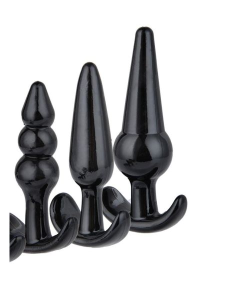 Plug-Triple Anal Plugs Starter Set- 3-Pack Anal Plugs Black - 8