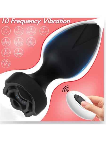 Power Escorts - Princess Plug - Remote Rose Design Plug - USB Rechargeable - 10 Functions - Black - 4