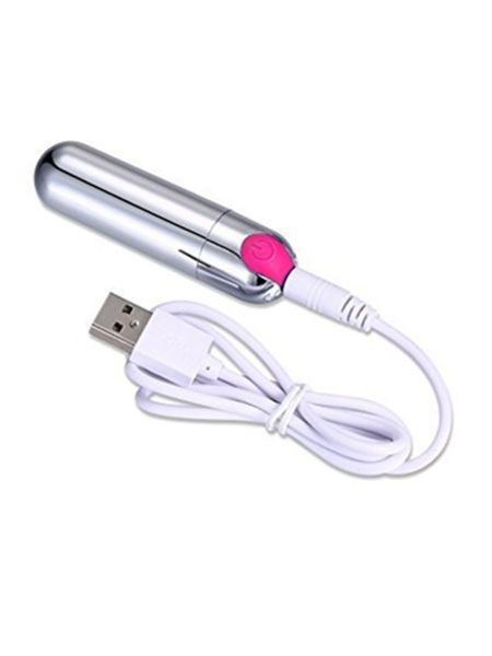 Wibrator-Strong Bullet Vibrator Silver/Pink USB 10 Function - 4