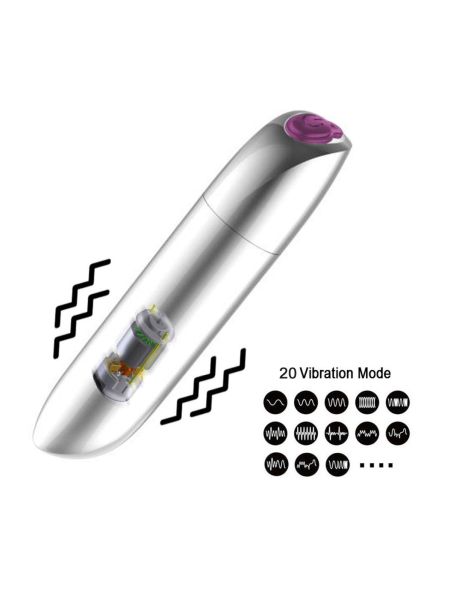 Stymulator-Rechargeable Powerful Bullet Vibrator USB 20 Functions - Shine Black - 8