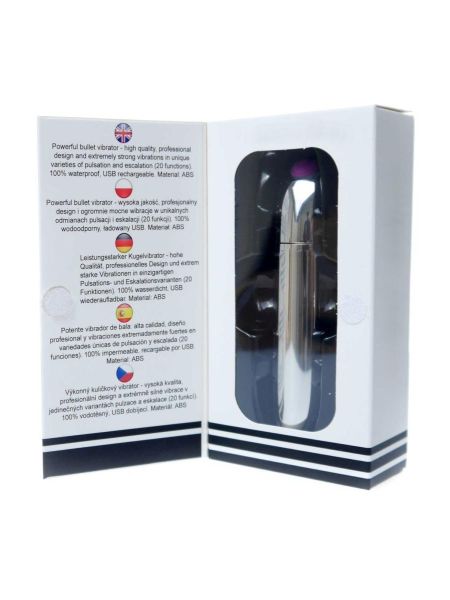 Stymulator-Rechargeable Powerful Bullet Vibrator USB 20 Functions - Silver - 6
