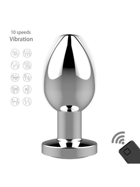 Stymulator-Rechargeable Butt Plug Vibrator USB 10 Functions - Silver - 3