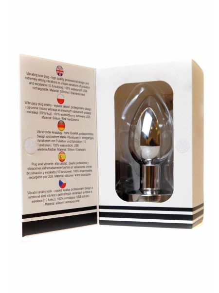 Stymulator-Rechargeable Butt Plug Vibrator USB 10 Functions - Silver - 7