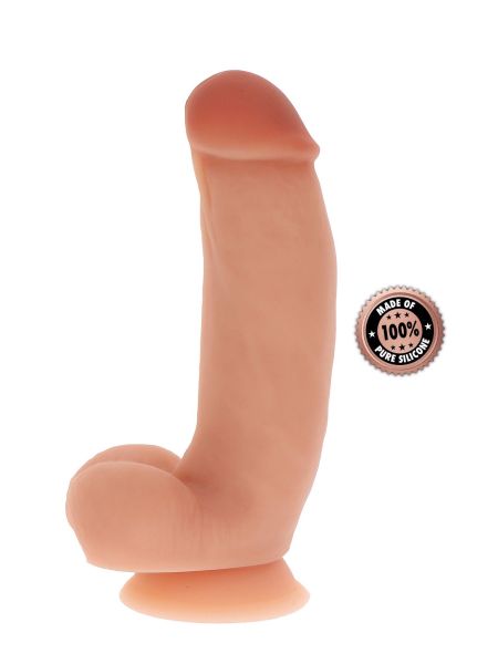 Silicone Dildo 7 inch w Balls Light skin tone