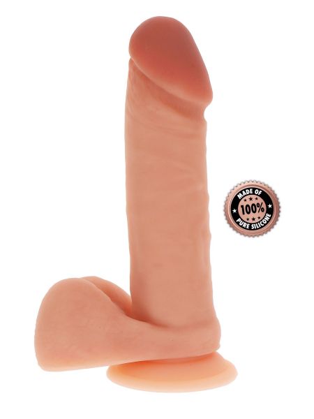 Silicone Dildo 8 Inch w Balls Light skin tone