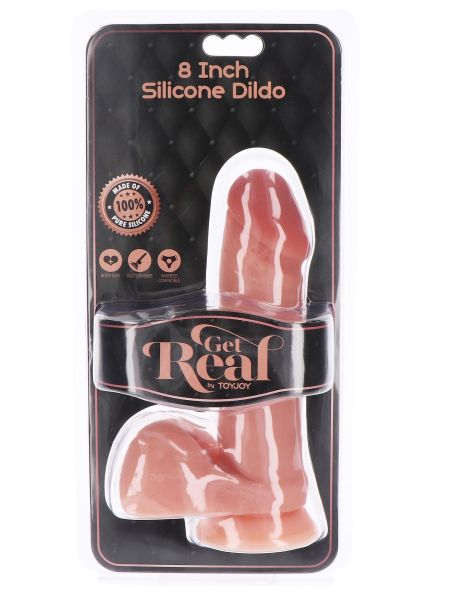 Silicone Dildo 8 Inch w Balls Light skin tone - 2