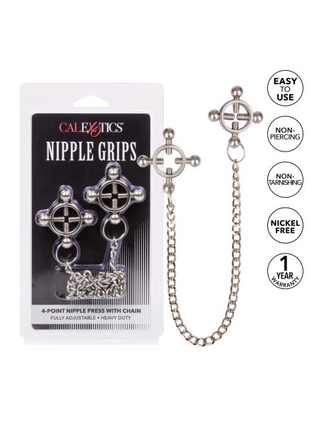 4 Point Nipple Press w Chain Black - 6