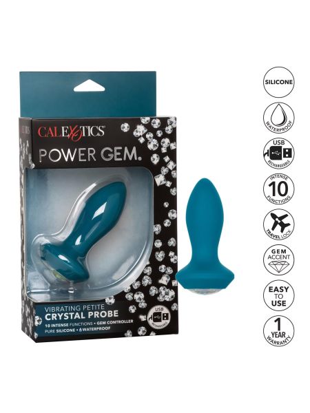 Vibrating Petite Crystal Probe Blue - 8