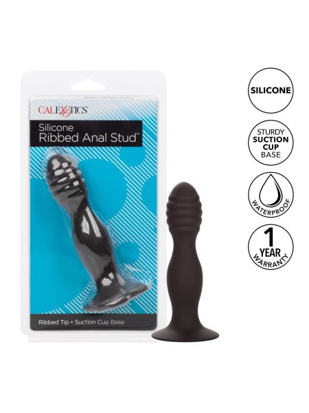 Ribbed Anal Stud Black - 4