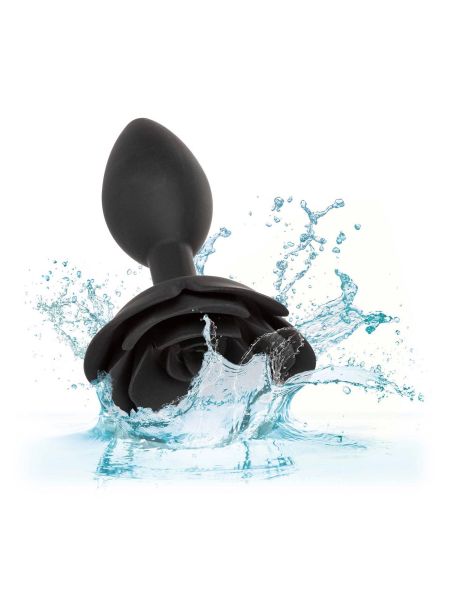 Large Rose Anal Plug Black - 20