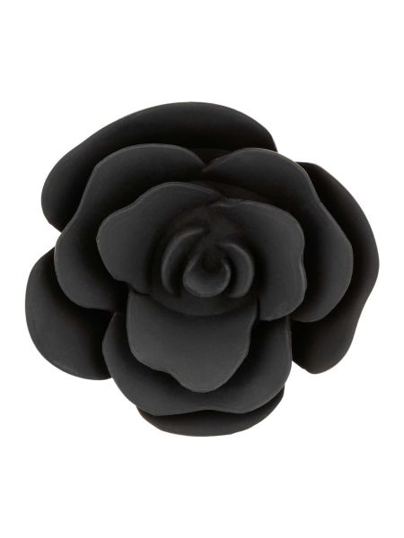 Large Rose Anal Plug Black - 6