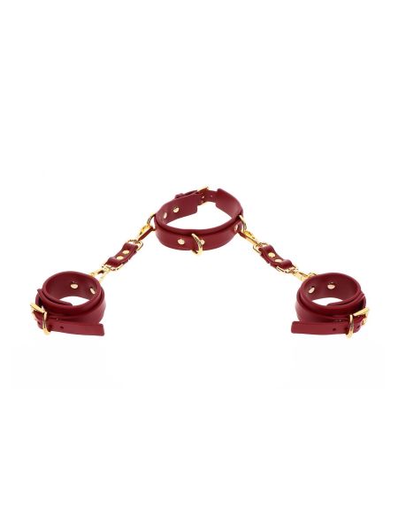 D-Ring Collar and Wrist Cuffs Red - 4