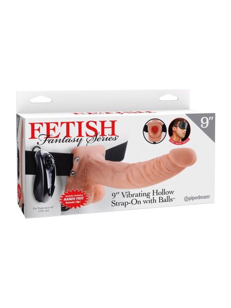 9in. Vibrating Hollow Strap-On Light skin tone - 2