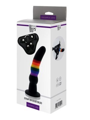 COLOURFUL LOVE STRAP ON SOLID DILDO