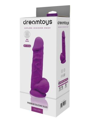 REAL LOVE DILDO WITH BALLS 8.5INCH PURPLE