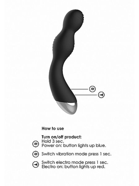 Remote Controlled E-Stim & Vibrating G/P-Spot Vibrator - Black - 14
