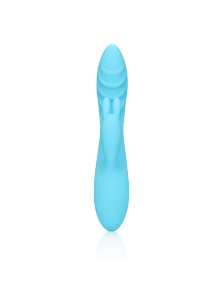 Ribbed Ultra Soft Silicone Rabbit Vibrator - Glacial Blue - 2