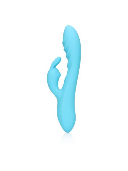Ribbed Ultra Soft Silicone Rabbit Vibrator - Glacial Blue - 3
