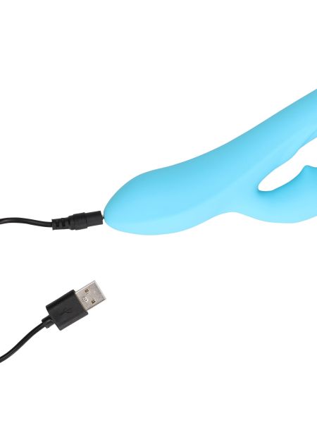 Ribbed Ultra Soft Silicone Rabbit Vibrator - Glacial Blue - 4