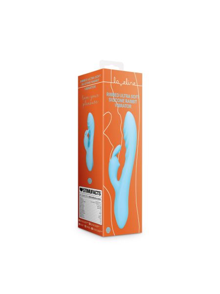 Ribbed Ultra Soft Silicone Rabbit Vibrator - Glacial Blue - 8