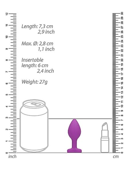 Diamond Heart Butt Plug - Regular - Purple - 3