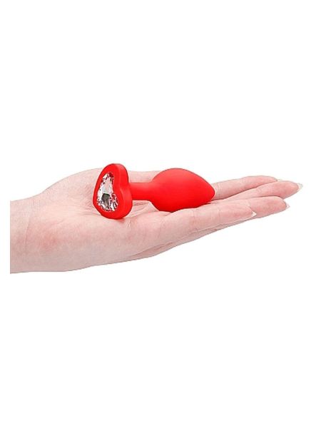 Diamond Heart Butt Plug - Regular - Red - 10