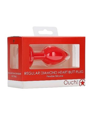 Diamond Heart Butt Plug - Regular - Red - image 2