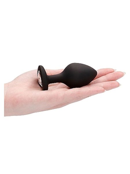 Diamond Heart Butt Plug - Large - Black - 8
