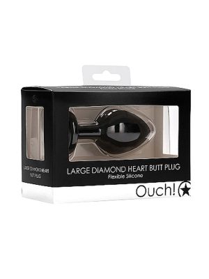 Diamond Heart Butt Plug - Large - Black - image 2