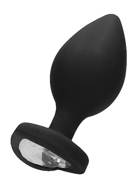 Diamond Heart Butt Plug - Extra Large - Black