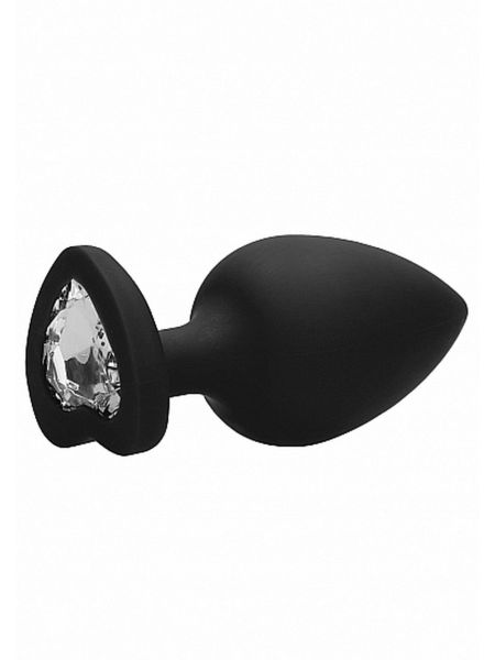 Diamond Heart Butt Plug - Extra Large - Black - 6