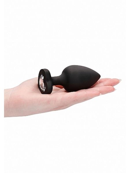 Diamond Heart Butt Plug - Extra Large - Black - 9