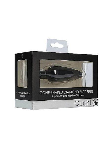 Cone-Shaped Diamond Butt Plug - Black - 2