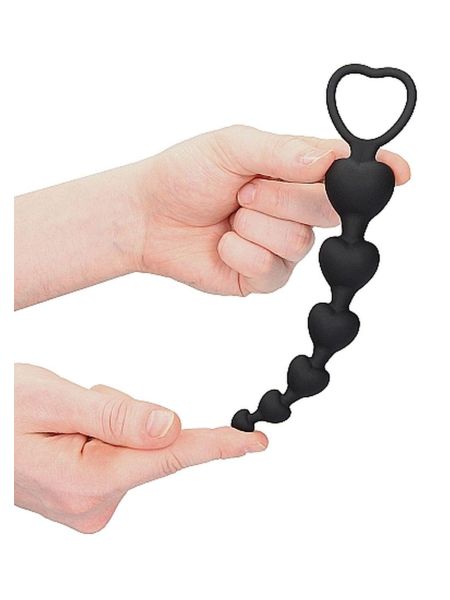 Anal Heart Beads - Black - 6