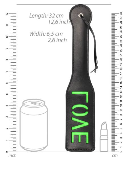 'Love'' Paddle - Glow in the Dark - Black/Neon Green - 6