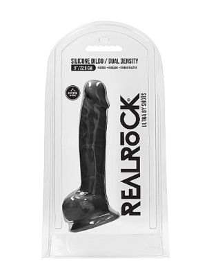 Silicone Dildo With Balls - 22,8 cm - Black - image 2