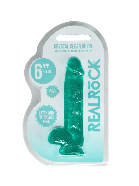 6"""" / 15 cm Realistic Dildo With Balls - Turquoise - 2