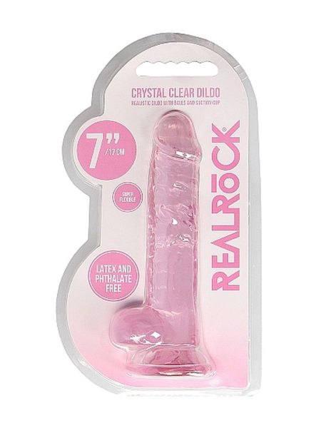 7"" / 18 cm Realistic Dildo With Balls - Pink - 2