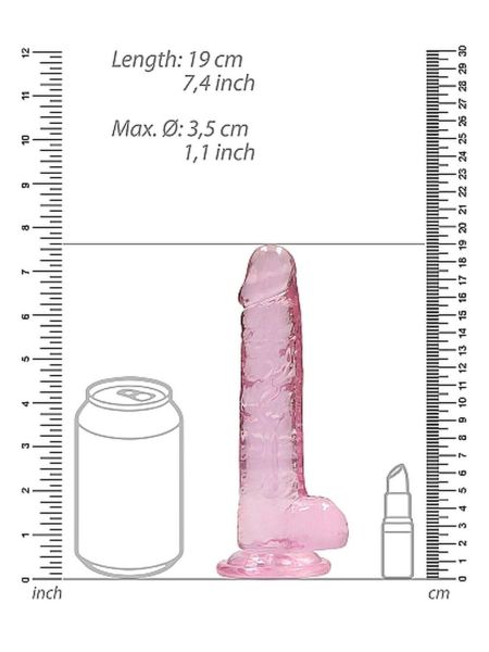 7"" / 18 cm Realistic Dildo With Balls - Pink - 3