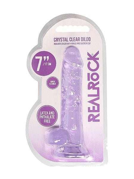 7"" / 18 cm Realistic Dildo With Balls - Purple - 2