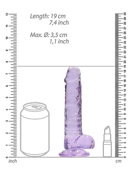 7"" / 18 cm Realistic Dildo With Balls - Purple - 3