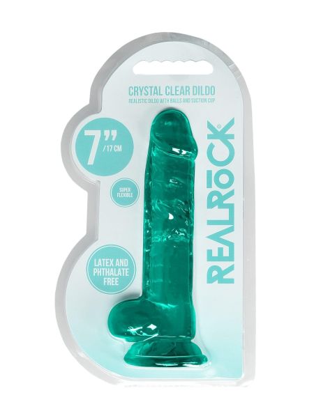 7"""" / 19 cm Realistic Dildo With Balls - Turquoise - 2