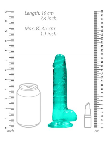7"""" / 19 cm Realistic Dildo With Balls - Turquoise - 7