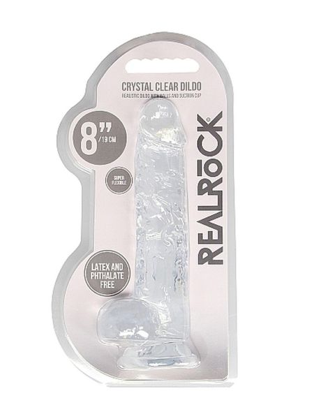 8"" / 20 cm Realistic Dildo With Balls - Transparent - 2